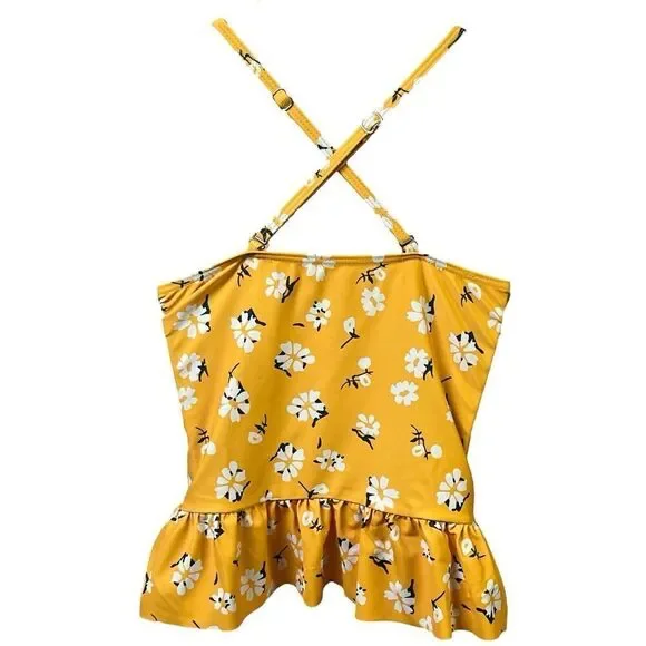 SeaFancy Tankini Top Swim Daisy All Over Print Swimwear Ruffle NEW Size Large - Picture 4 of 8